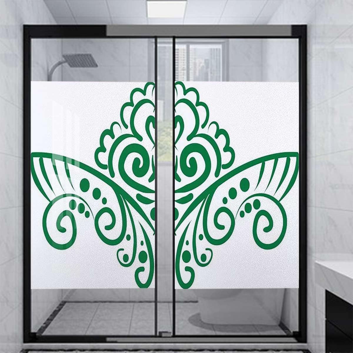 White Green Window Film Privacy Film No Glue Glass Sticker for Glass Door Bathroom livingroom Office Irish Medieval Knots Braided Glass Films 23.6Wx35.4L-inch x2 Pcs
