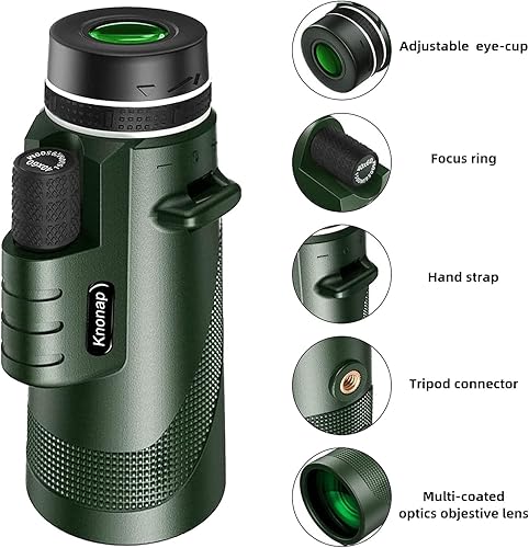 Miniatura 3 de Telescopio monocular de 40 x 60 pulgadas para smartphone, telescopio monocular para adultos y niños, luz débil visión nocturna, equipado con prisma