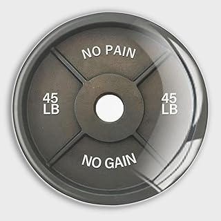 No Pain No Gain Barbell Weight Plate Sport Refrigerator Magnets Glass Small Round Fridge Magnets Xmas Decor Multi-Use Premium Magnets for Fridge Locker Whiteboard Billboard Kitchen Office School