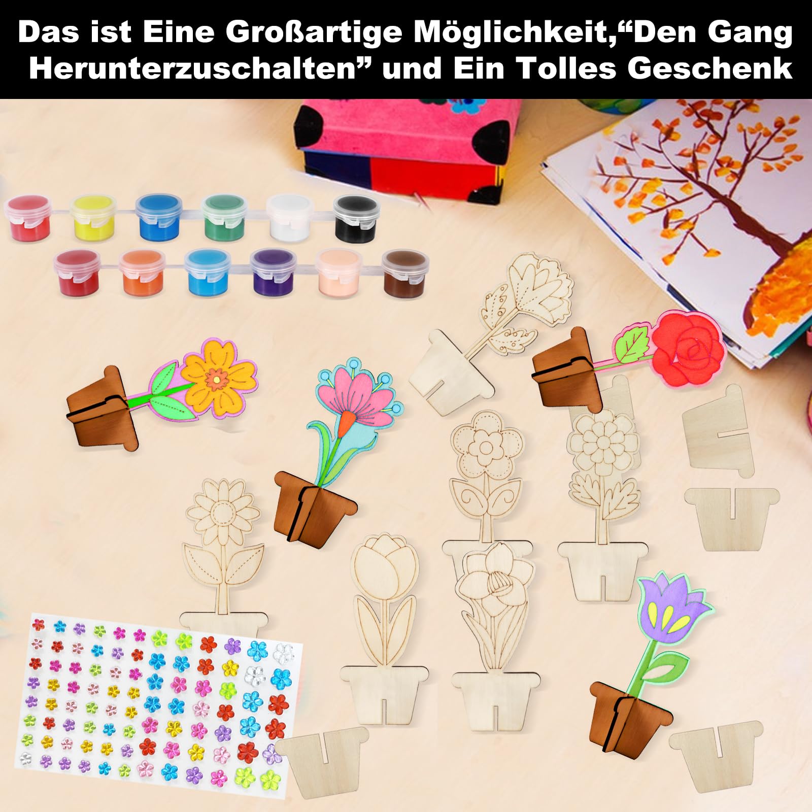 rowood Gerbera Fiore Artificiale Puzzle 3D in Legno Set Fai-da-Te per Adulti Bambini Fiore in Legno Set di Modellismo per Decorazione Casa Idea Regalo Creativa per Festa della Mamma San Valentino