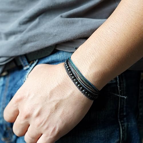 Miniatura 305 de Handmade Natural Stone Beaded Healing Bracelet Gift for Men Adjustable Rope String Bracelet