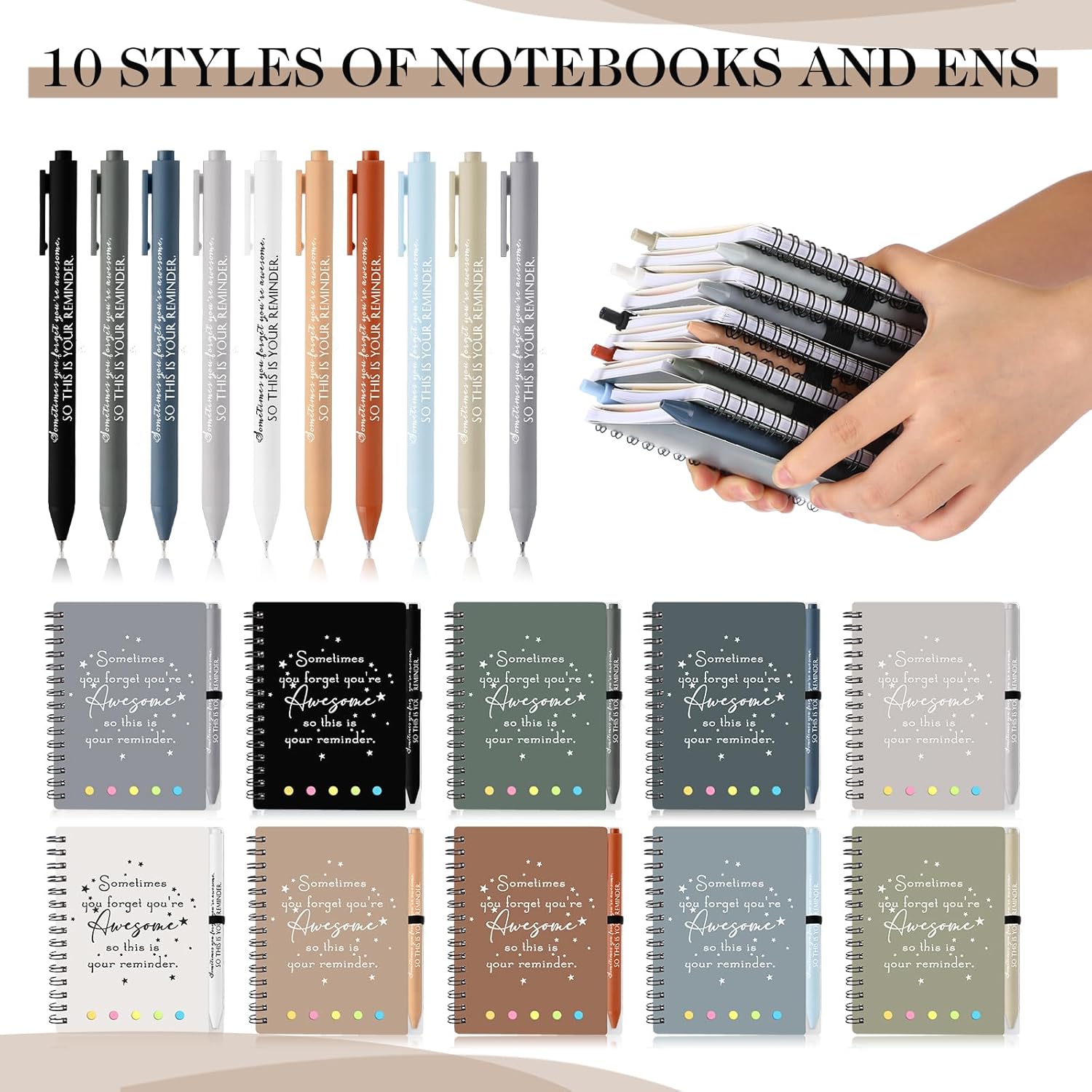 Chuangdi 20 Sets Gifts Bulk Employee Appreciation Thank You Inspirational Spiral Notebook with Sticky Notepad Motivational Bamboo Ballpoint Pen for Team Nurse Staff Teacher Coworker (Boho Colors) - Image 2