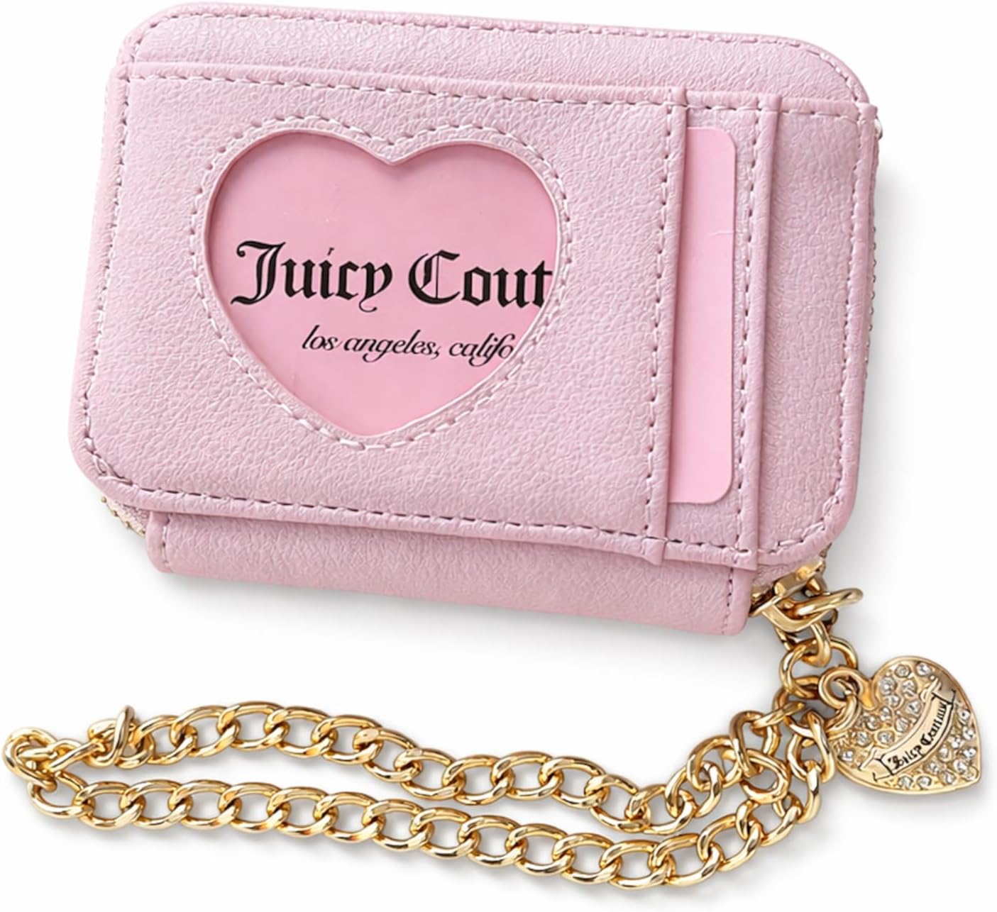 Juicy Couture Women's Square Zip Around Wallet with Wrist Strap (Lovers Pink Lemonade)