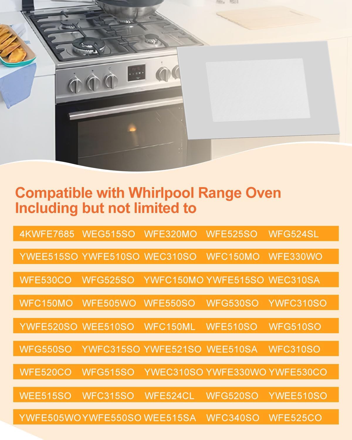 Upgraded WPW10409945 Outer Oven Door Glass Fit for Whirlpool, Range Door Glass Replace W10409945 2210187 AP6021059 PS11754379 EAP11754379