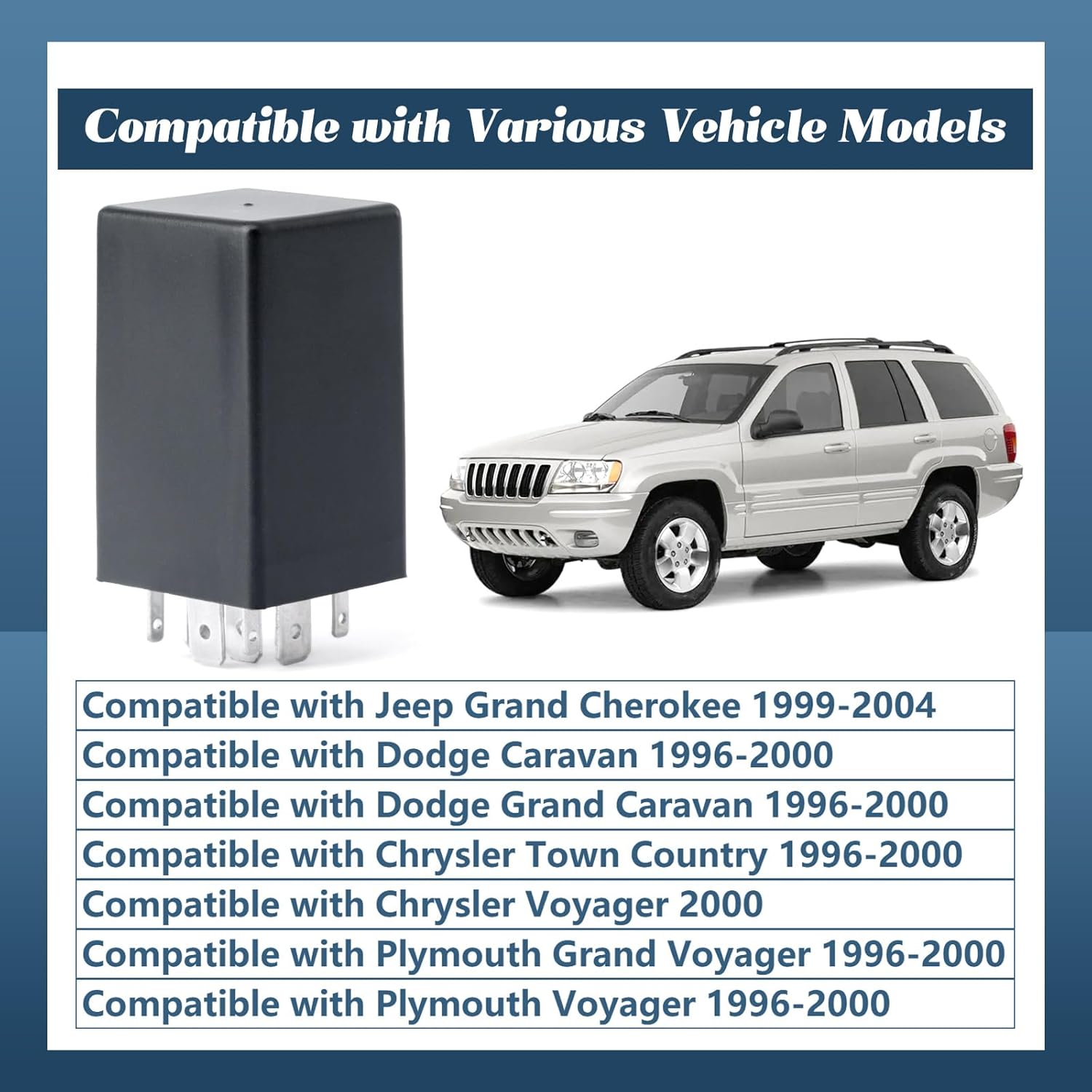 EFL15 LED Turn Signal Flasher Relay 9 Pin Replacement for Jeep Grand Cherokee 1999-2004 for Dodge Caravan Grand Caravan 1996-2000 for Chrysler Town Country Voyager 1996-2000, Replace EFL-15
