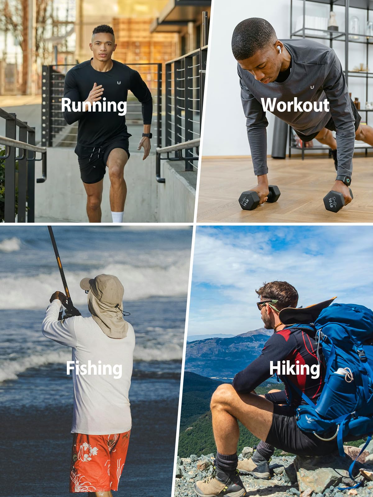 NORTHYARD Camisetas deportivas de manga larga para hombre, de secado rápido, para entrenamiento, gimnasio, ligera, UPF 50+, pesca, senderismo, protección contra erupciones