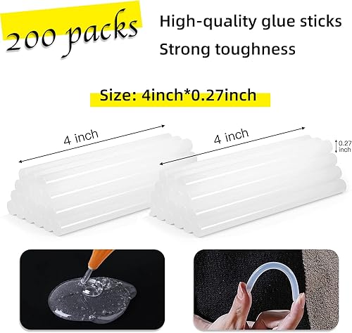 Miniatura 3 de Liumai Kit de pistola de pegamento caliente con 230 barras de pegamento, mini pistola de pegamento termofusible con estuche de transporte para