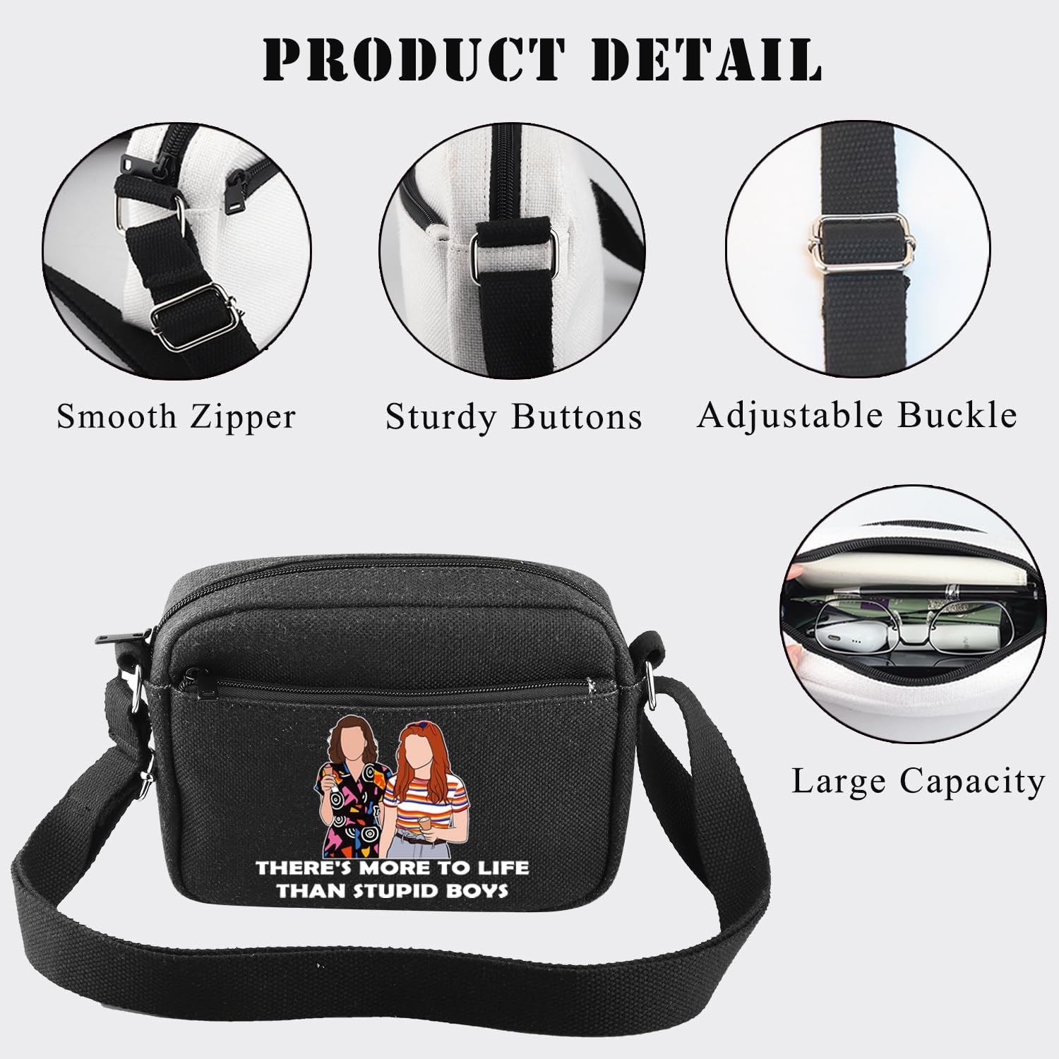 BDPWSS Scary Movie Merchandise Crossbody Bag There's More To Life Than Stupid Boys Horror TV Show Gift Scary Movie Fan Gift