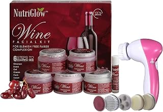 NutriGlow Wine Facial Kit For Instant Glowing Skin+Portable Facial Massager/ 260 gm/Hydrate your skin/Skin Brightening/Facial kit For Women/All skin types 1