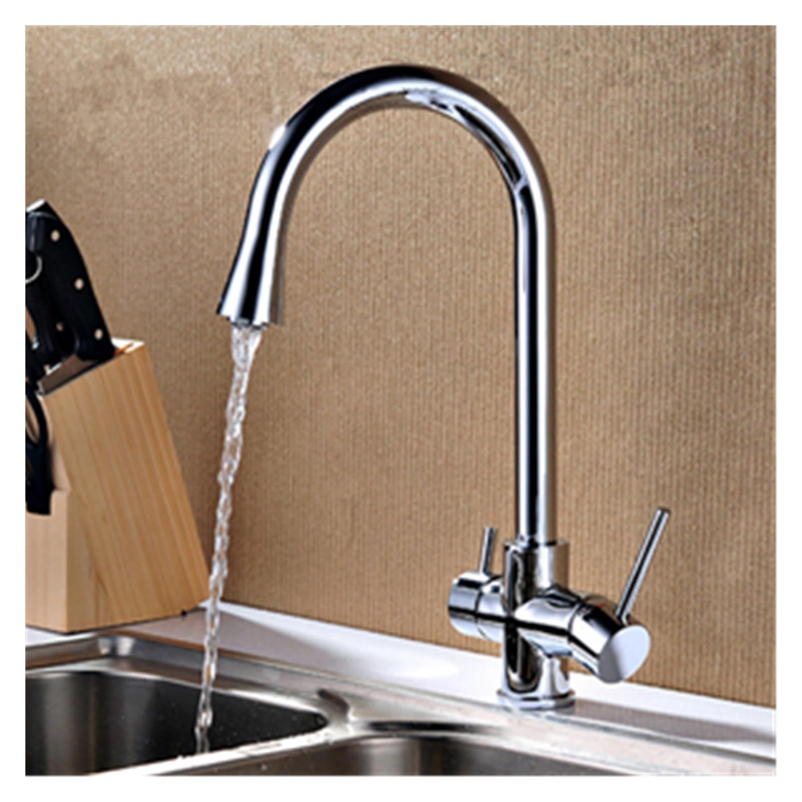 Robinet cuisine filtre à eau chaude et froide avec bec pivotant super big style