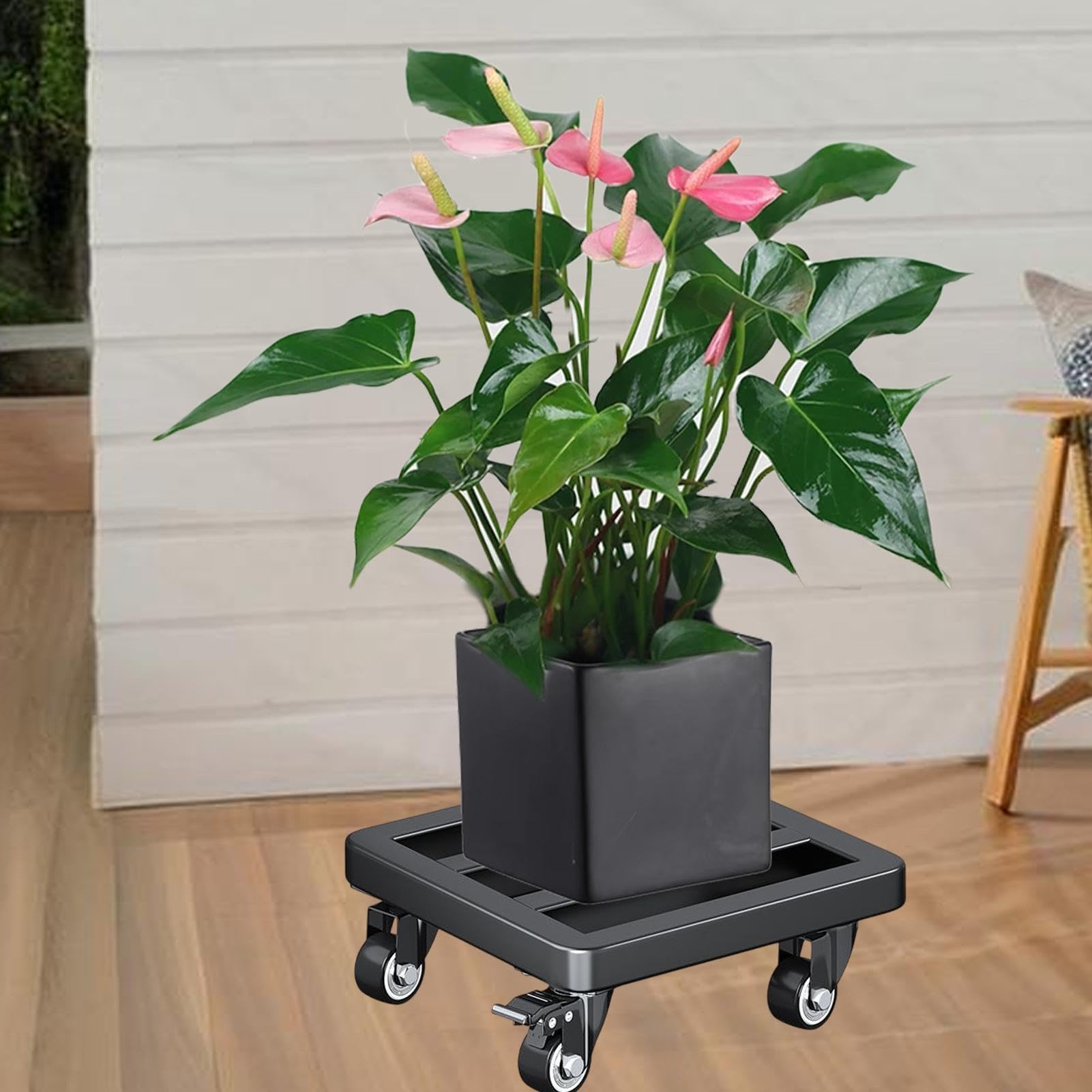 Generico Supporto Rotelle per Piante,30cm Carrello Portavasi in Metallo Pesante | Vaso su Ruote - Ideale per Fioriere da Interno/Esterno, Giardino, Cortile, Terrazzo, Balcone