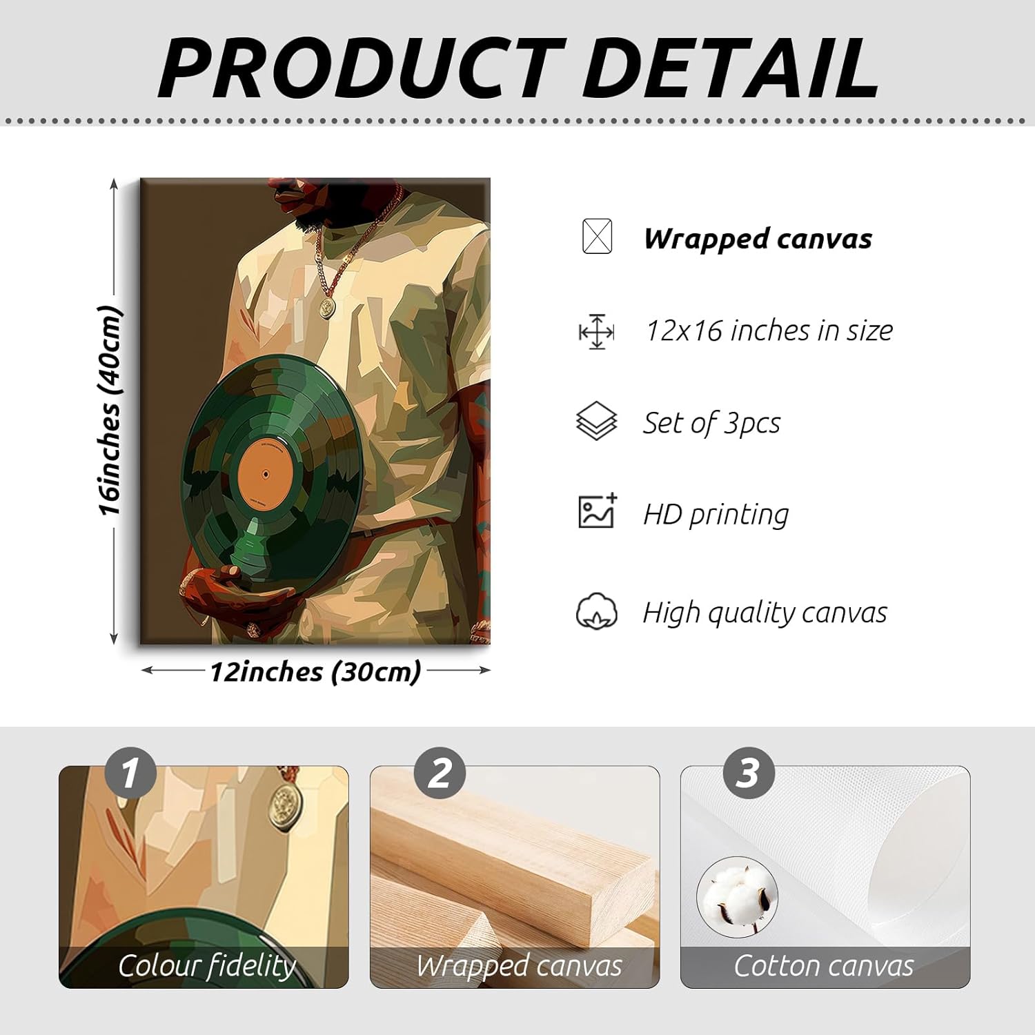 Black Man Wall Art African American Men Canvas Wall Decor Black People DJ Poster Hip Hop Prints Music Pictures Fashion Male Artwork Culture Painting for Bedroom Living Room 12x16x3 Inch Ready to Hang