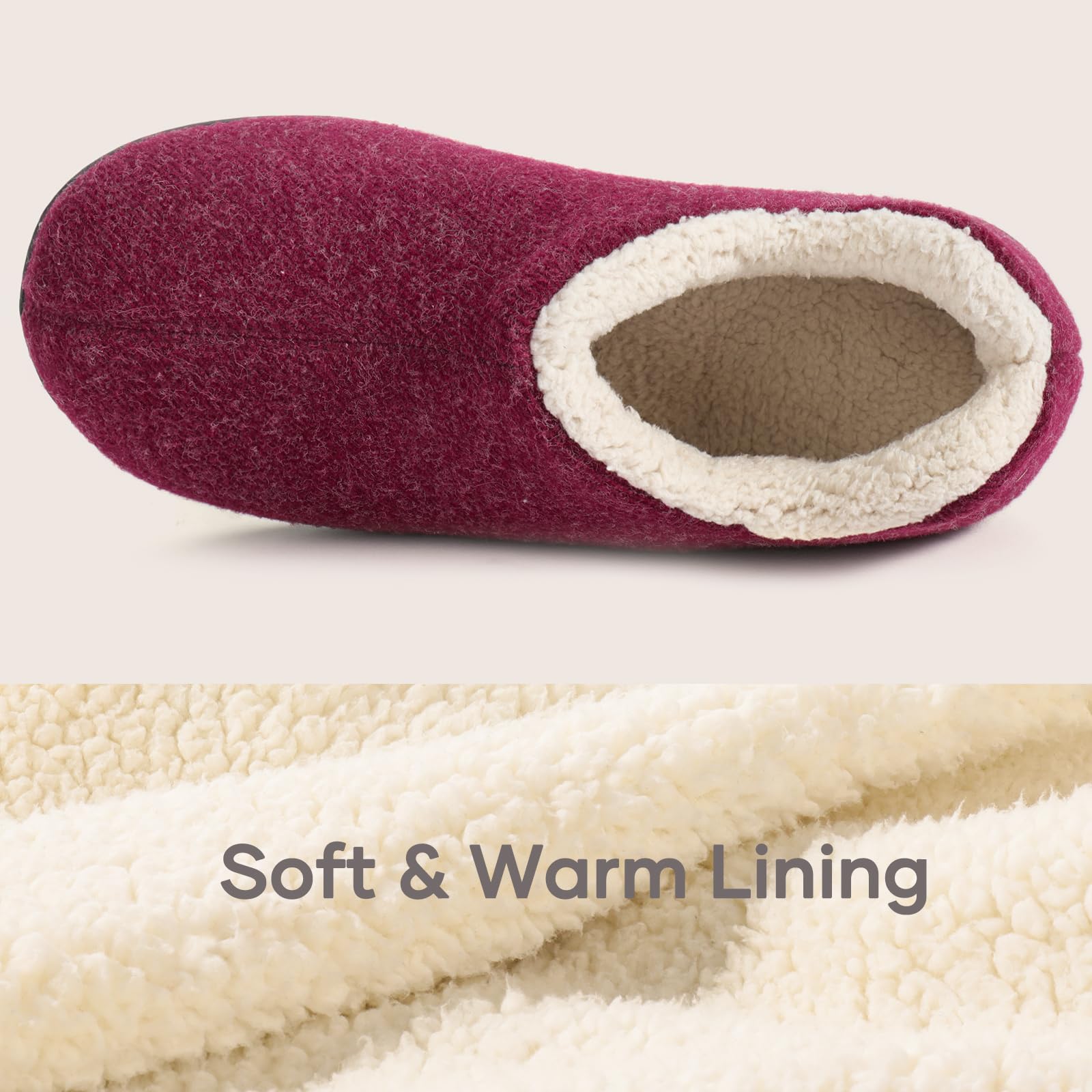 ULTRAIDEAS morbide Pantofole da Donna in Memory Foam con Retro Chiuso con Calda Fodera in Pile, Scarpe da casa in Cotone Misto Lana con Suola in Gomma Antiscivolo per Interni all'aperto