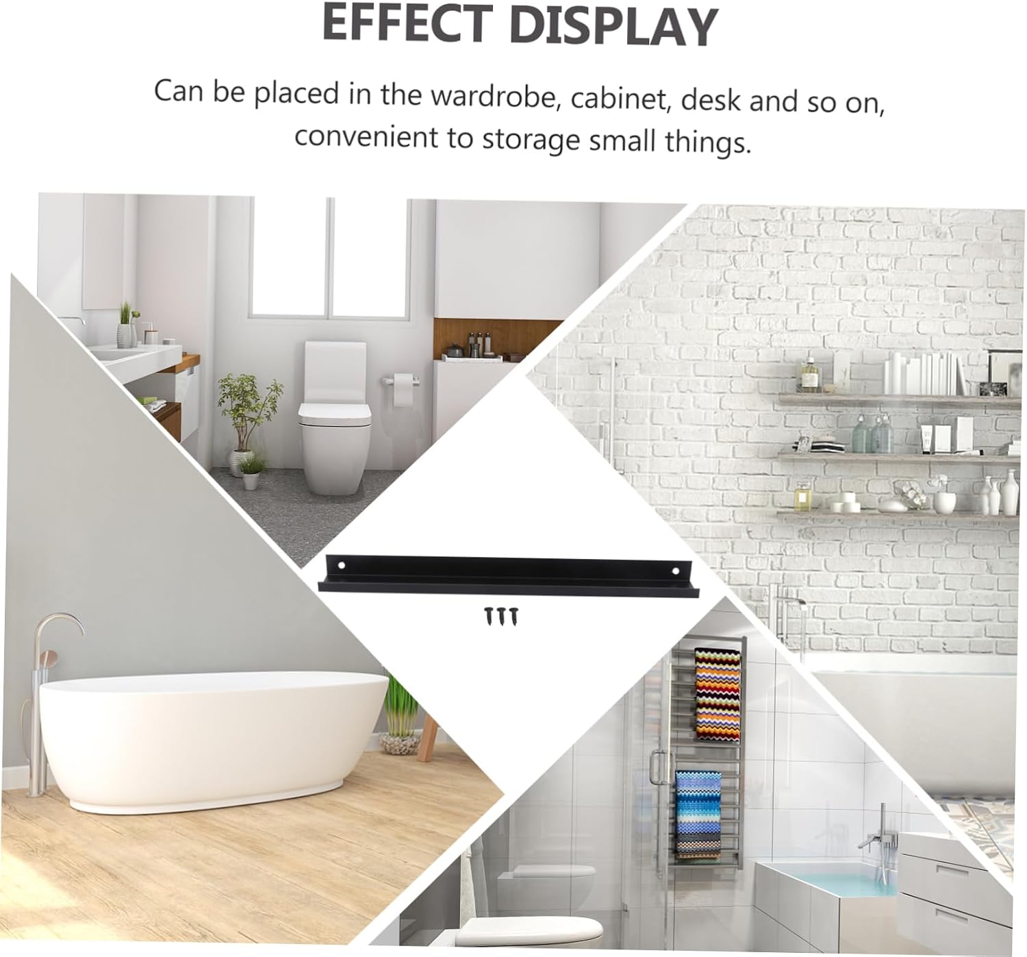 Easy Install Wall Mounted Display Stand Modern Black Shelf Living Room Kitchen Cabinet Wardrobe Door Knobs