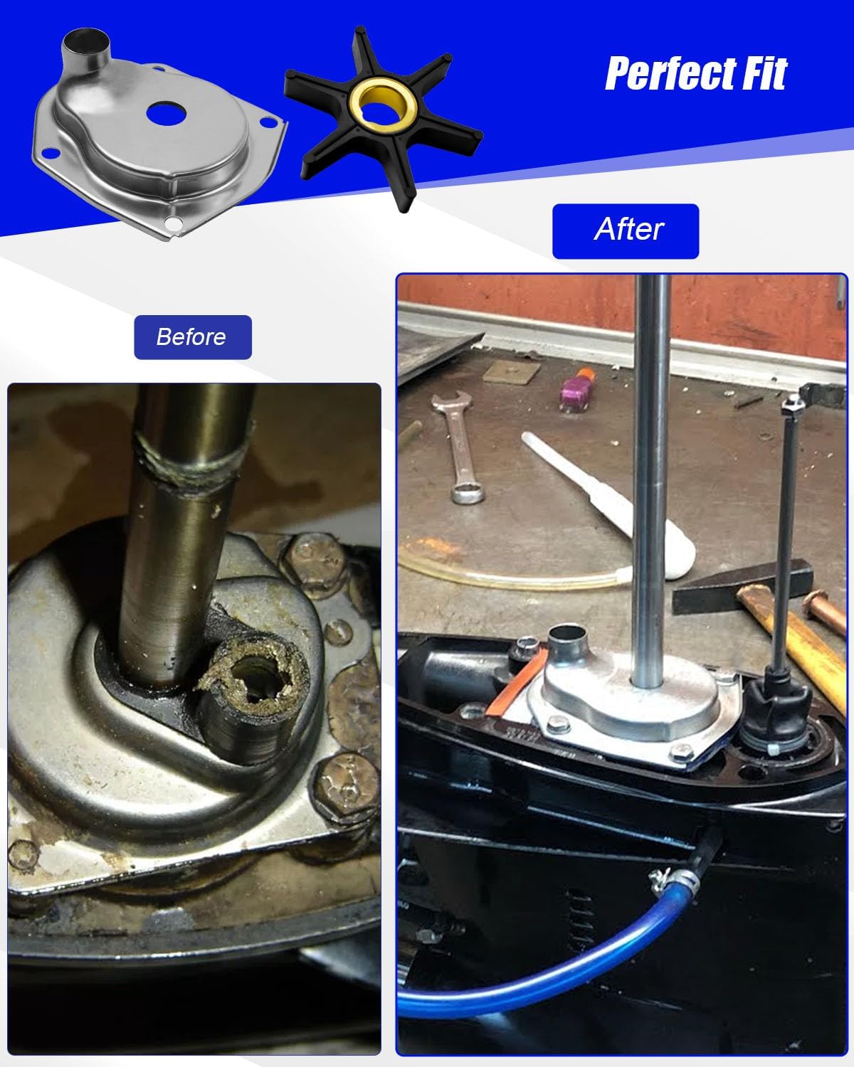 821354A2 Water Pump Repair Kit with Housing Fit for Mercury Quicksilver Force Mariner 25HP 30HP 40HP 45HP 50HP Outboard Engine Boat Motor Replace 821354A1 3219 821351A3 18-4531