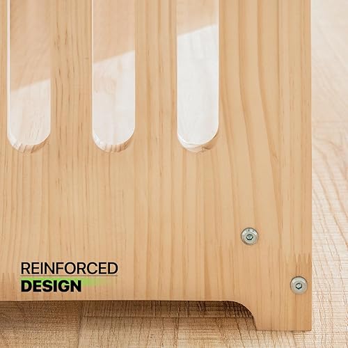 Miniatura 8 de Magshion Estantería de madera con 5 estantes, 23.6 pulgadas de largo x 11 pulgadas de ancho x 61 pulgadas de alto, estante de almacenamiento natural