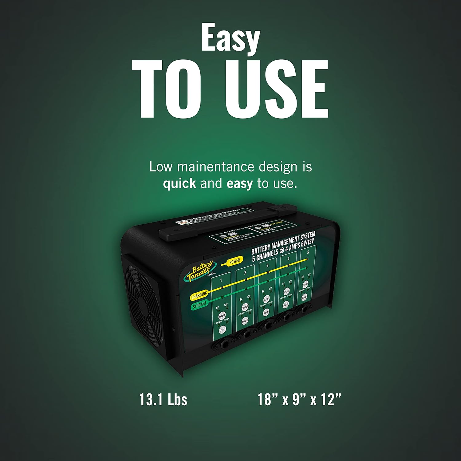 Battery Tender 5 Bank Multibank Charger - 20 AMP (4 AMPs Per Bank) - Selectable 12V / 6V - Smart and Switchable 12V Multi Battery Charger and Maintainer for Automotive and Marine - 021-0133-DL-WH