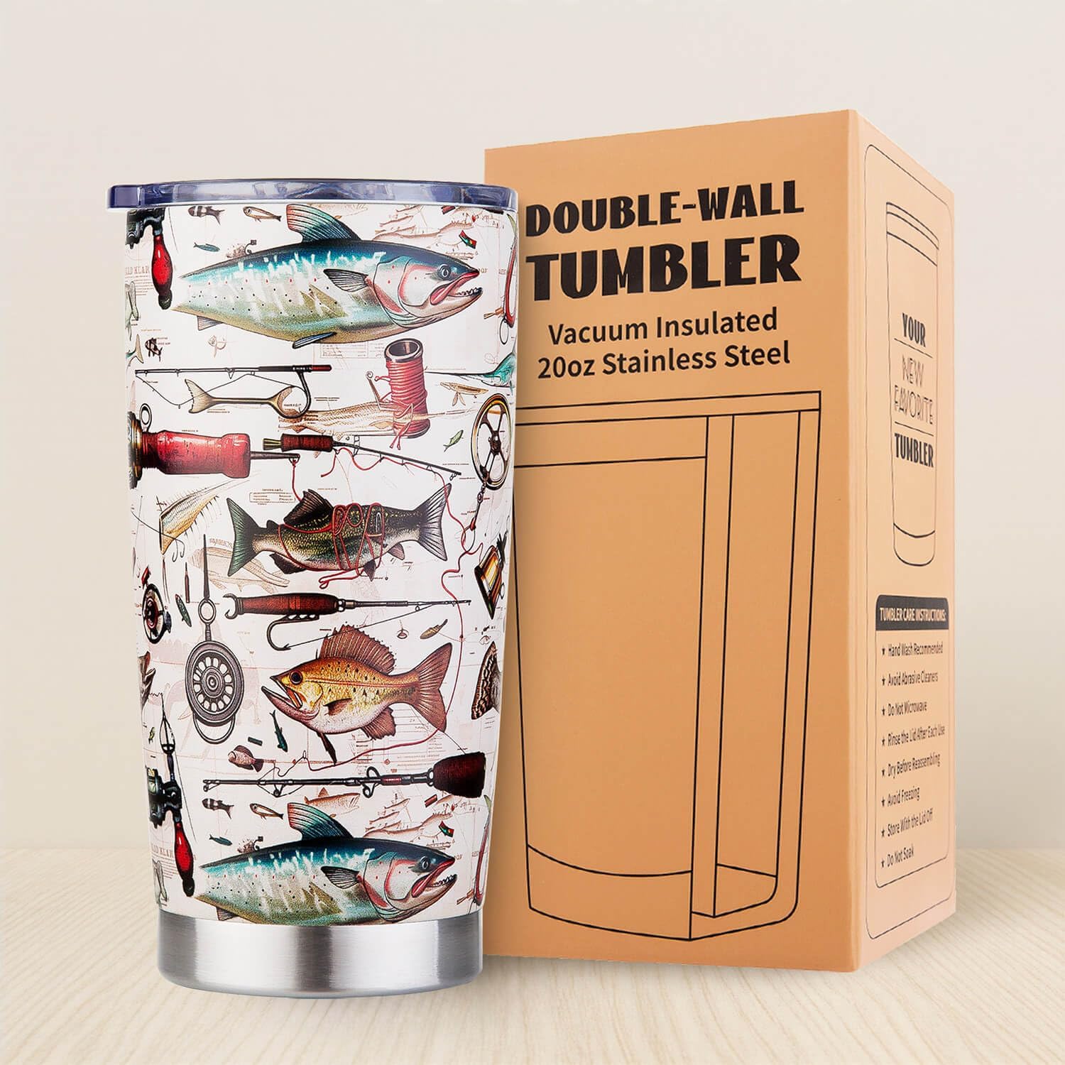 Fishing Gifts for Men, Fishermen - Fish Travel Coffee Mug Cup, Birthday Valentines Fathers Day Christmas Gift for Dad, Husband, Son, Boys, Grandpa, Uncle, Boss - 20oz Stainless Steel Insulated Tumbler - Image 7