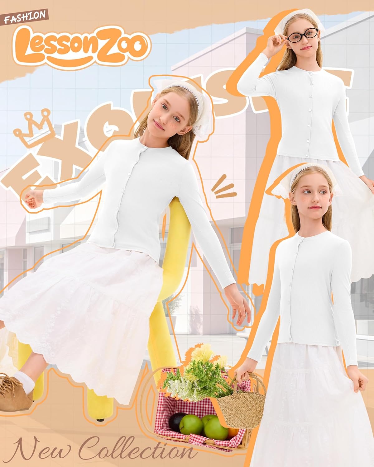 Girls' Uniforms Cardigan Long Sleeve Ribbed Knit Crew Neck Shirt Button Down School Kids Student Outerwear Top - Image 6