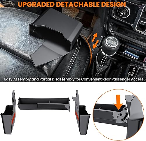 Miniatura 6 de DIAMOOKY 4 organizadores de consola central mejorados para Jeep Wrangler JL JLU 4xe 2018-2023 y Gladiator JT 2020 2021 2022 2023, accesorios para