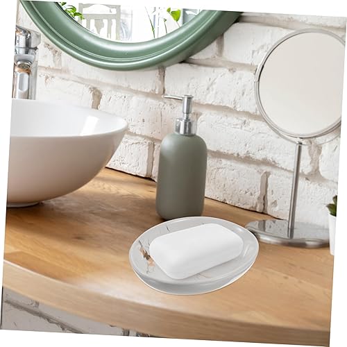 Miniatura 2 de Jabonera de cerámica elegante marmoleado para baño, bandeja de cocina para mejorar y ventilar, versátil en blanco