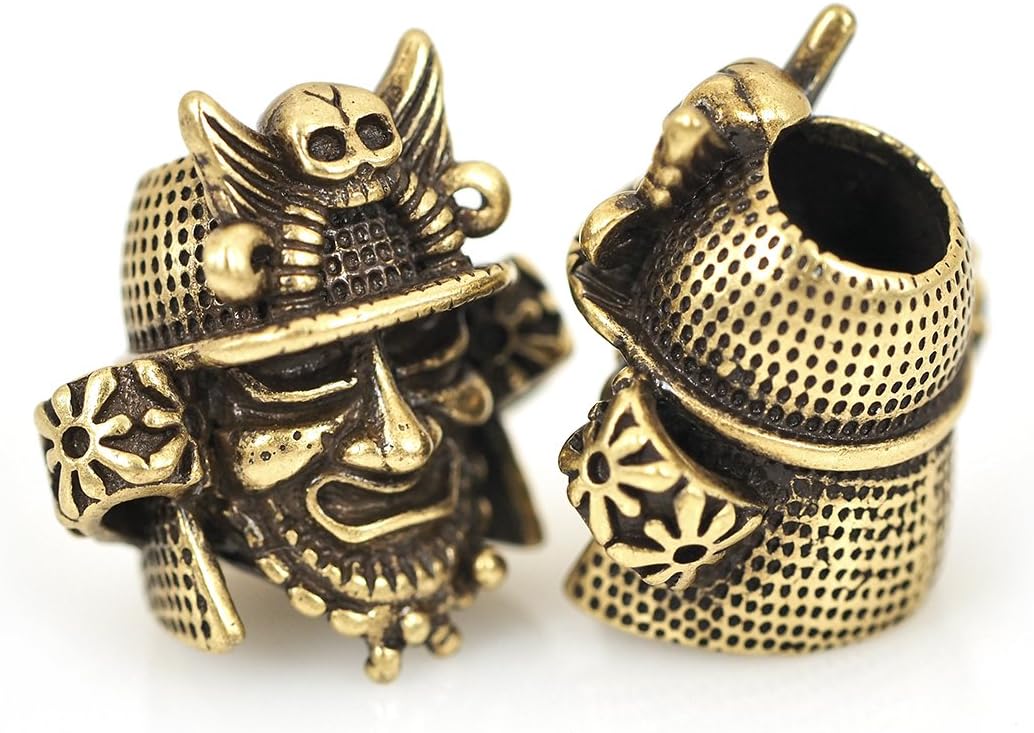 SouthBeat Lanyard Charm Samurai Helmet Bead for Mens Paracord Bracelet Making Supplies 2Pcs 19x20mm