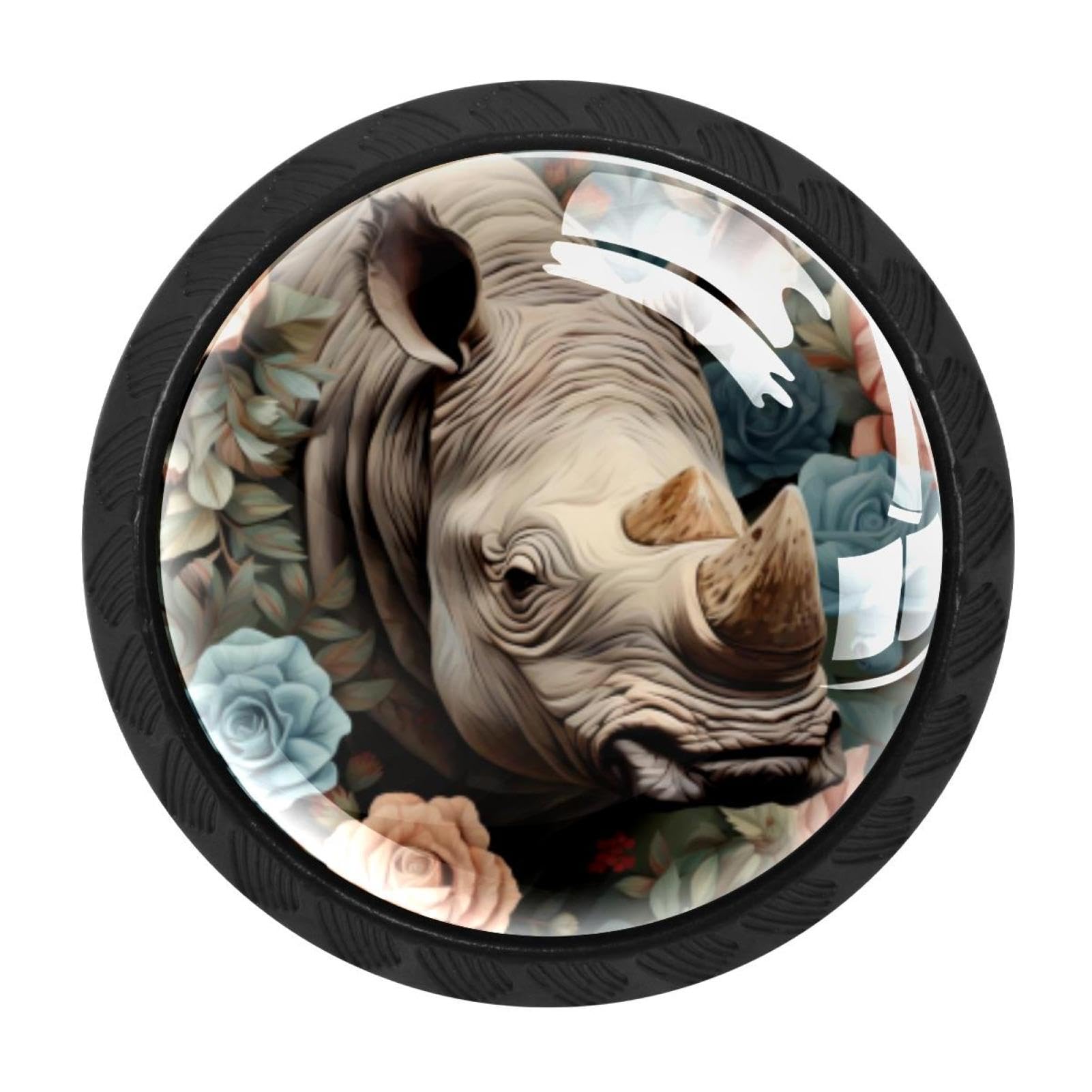 CHENZZZZ 4 Pack Round Cabinet Knobs for Kitchen Bathroom Closet Dresser Cabinets, Rhinoceros