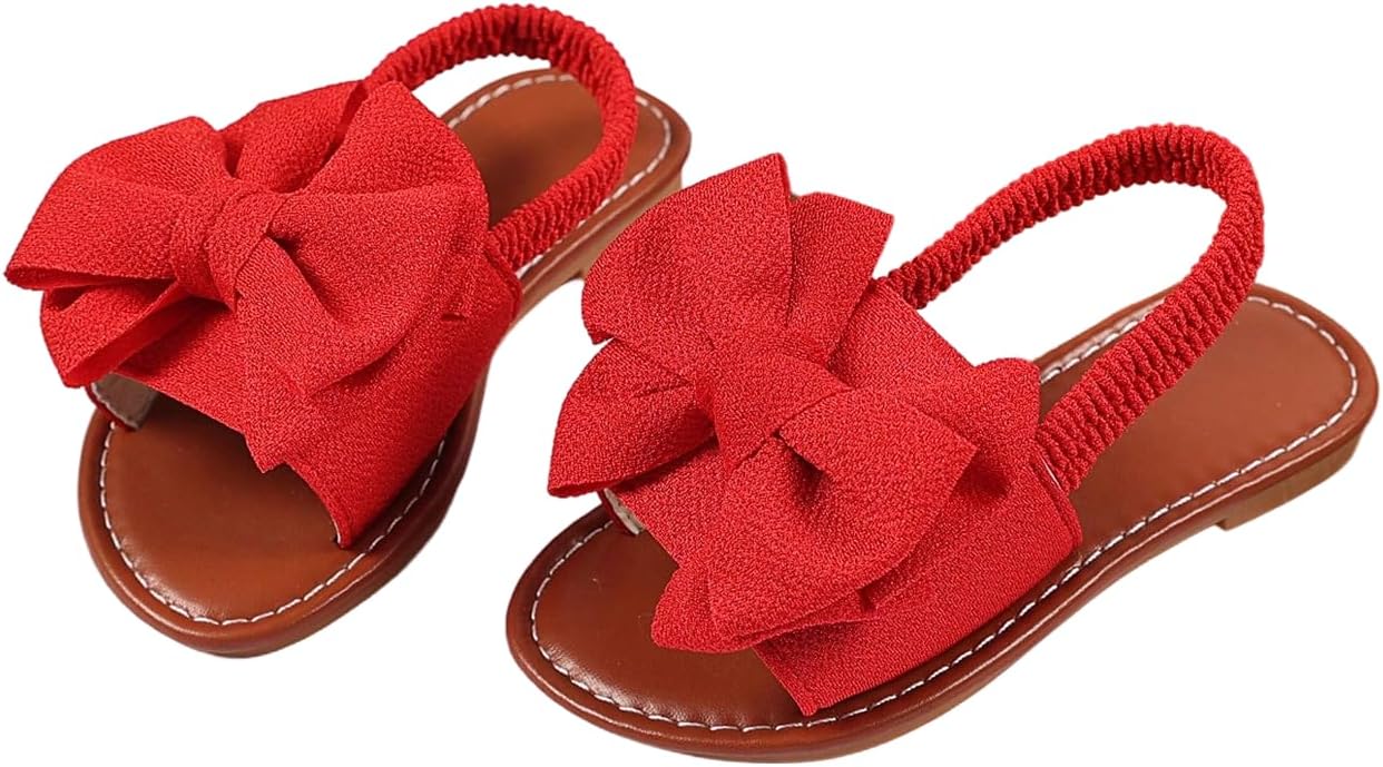 GORGLITTER Girl's Sandals Dress Bow Slide Sandals Ankle Strap Open Toe Flats Cute Summer Vacation Sandals Shoes