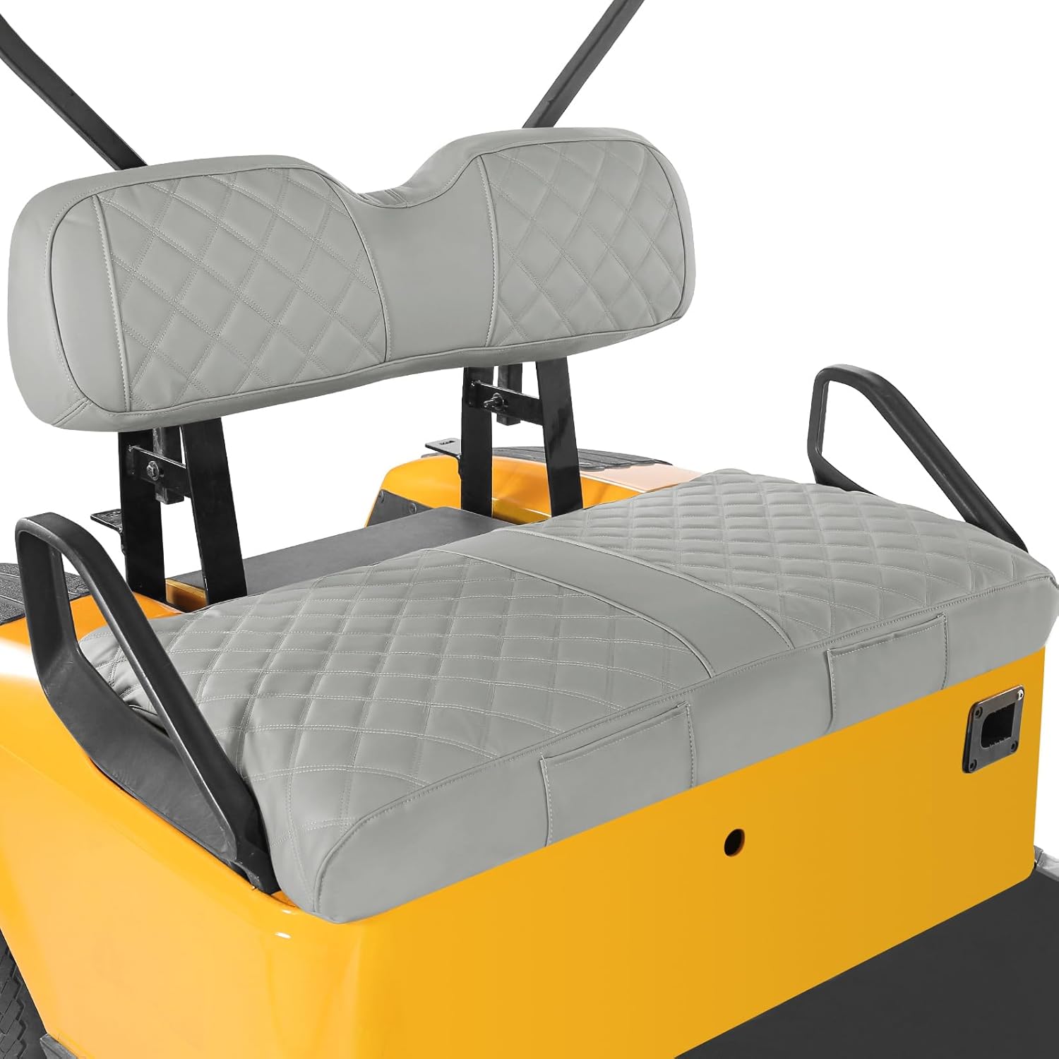 Golf Cart Seat Covers Fit EZGO TXT 1994-2013 Vinyl Leather Front Seat Cover for Ordinary Cushion No Nail Gun Easy to Install & Clean Vinyl Seat Cushion Covers (Grey)