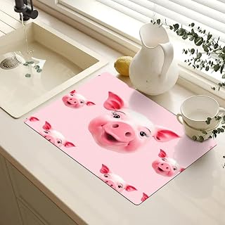 Rubber Microwave Mat Cover 18 X14 Inch Non Slip Kitchen Counter Protector | Heat Resistant Cover Mat Funny Pink Pig Face Kitchen Appliance Pads For Home Kitchen Counter Cooktop