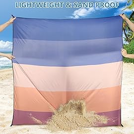 WIWIGO Beach Blanket Waterproof Sandproof Beach Mat 79 X 83/10\'x9\'for 2-8 Adults Quick Drying Outdoor Picnic Mat Beach Accessories for Travel, Camping, Hiking