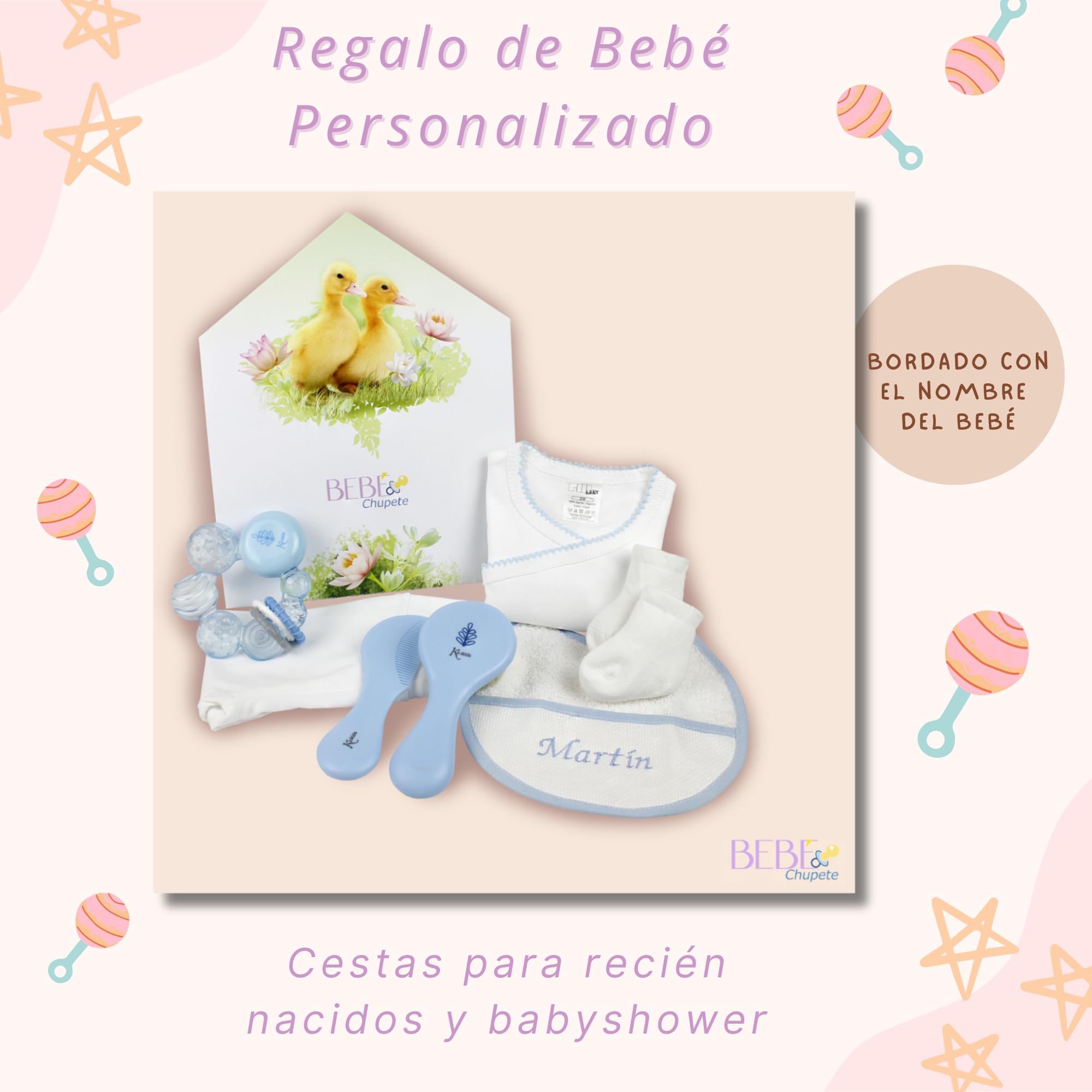 Regalos Para Bebes Recien Nacidos PERSONALIZADOS- Regalo Bebe Recien Nacido Niño- Regalo Bebe Recien Nacido Niña- Cosas Para Bebes Recien Nacidos- Cesta Bebe- Regalo Recien Nacido Niño (Azul)