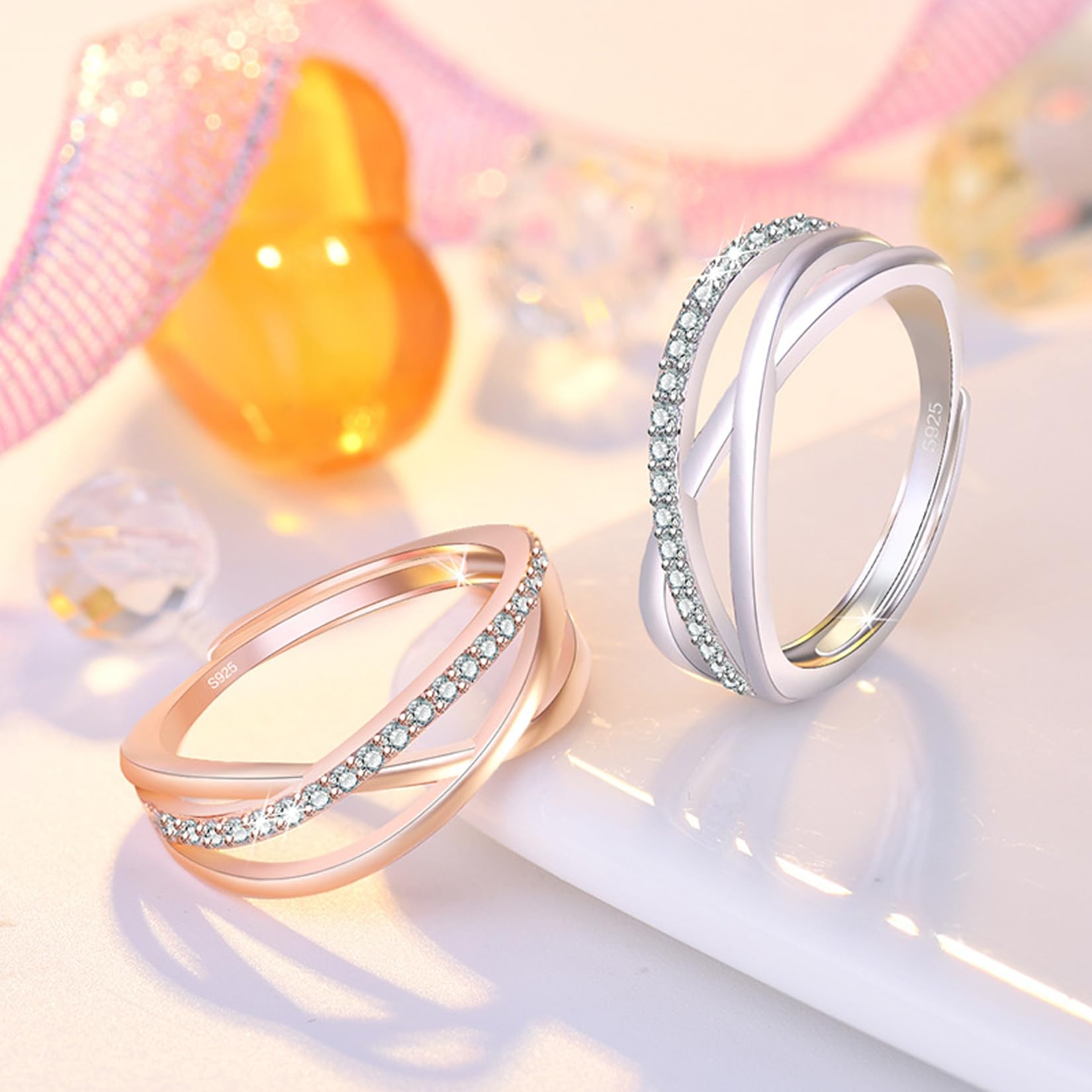 925 Sterling Damen, Zirkonia, keltischer Knoten, verstellbar, für die Ewigkeit, Verlobung, Versprechen, Fingerring, Jahrestag, Hochzeit, Silber, Daumenringe, Schmuck, Geschenk für Damen und Mädchen