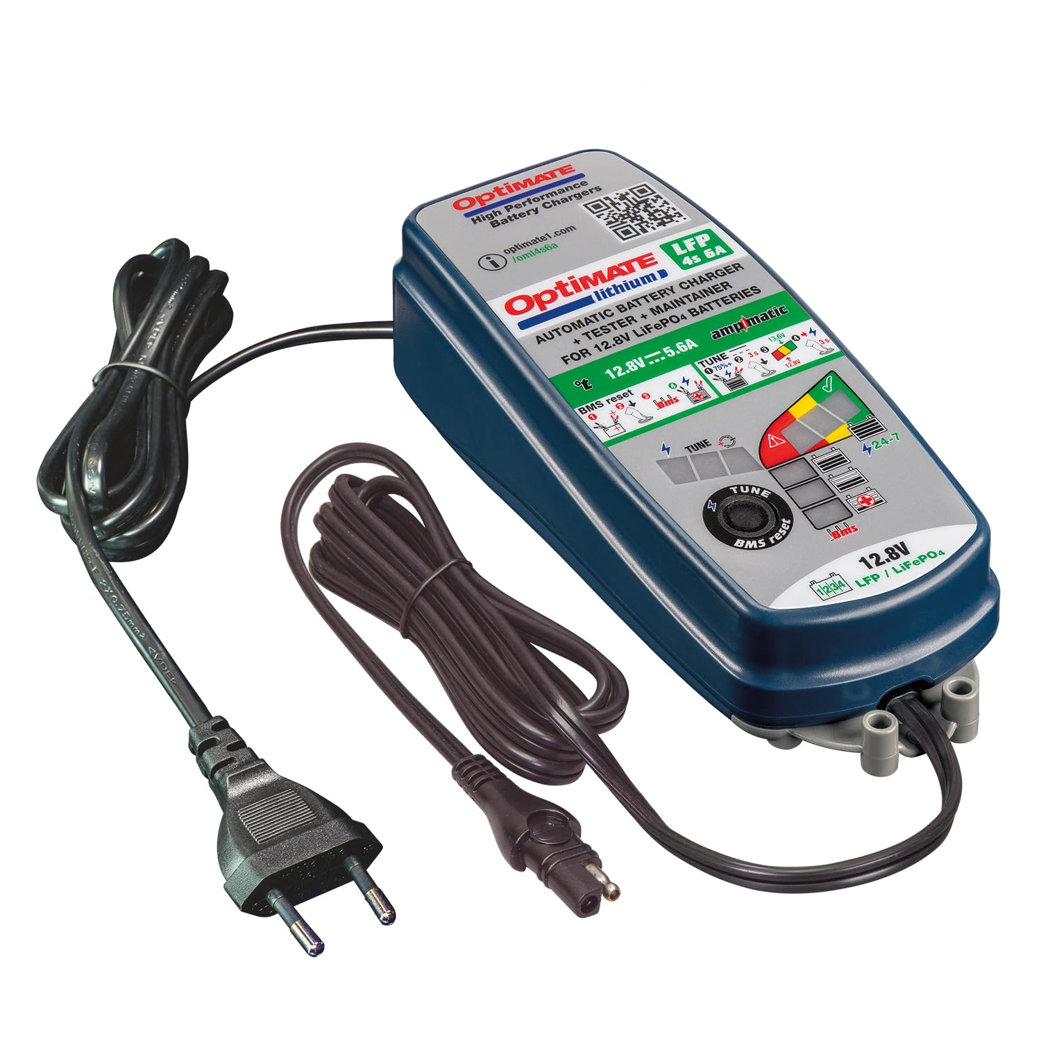 Chargeur et Mainteneur de Batterie OptiMate Lithium 4s 6A 12,8V LiFePO4 – Chargeur Automatique à 10 Étapes avec Technologie Ampmatic – Sécurisé & Résistant aux Intempéries