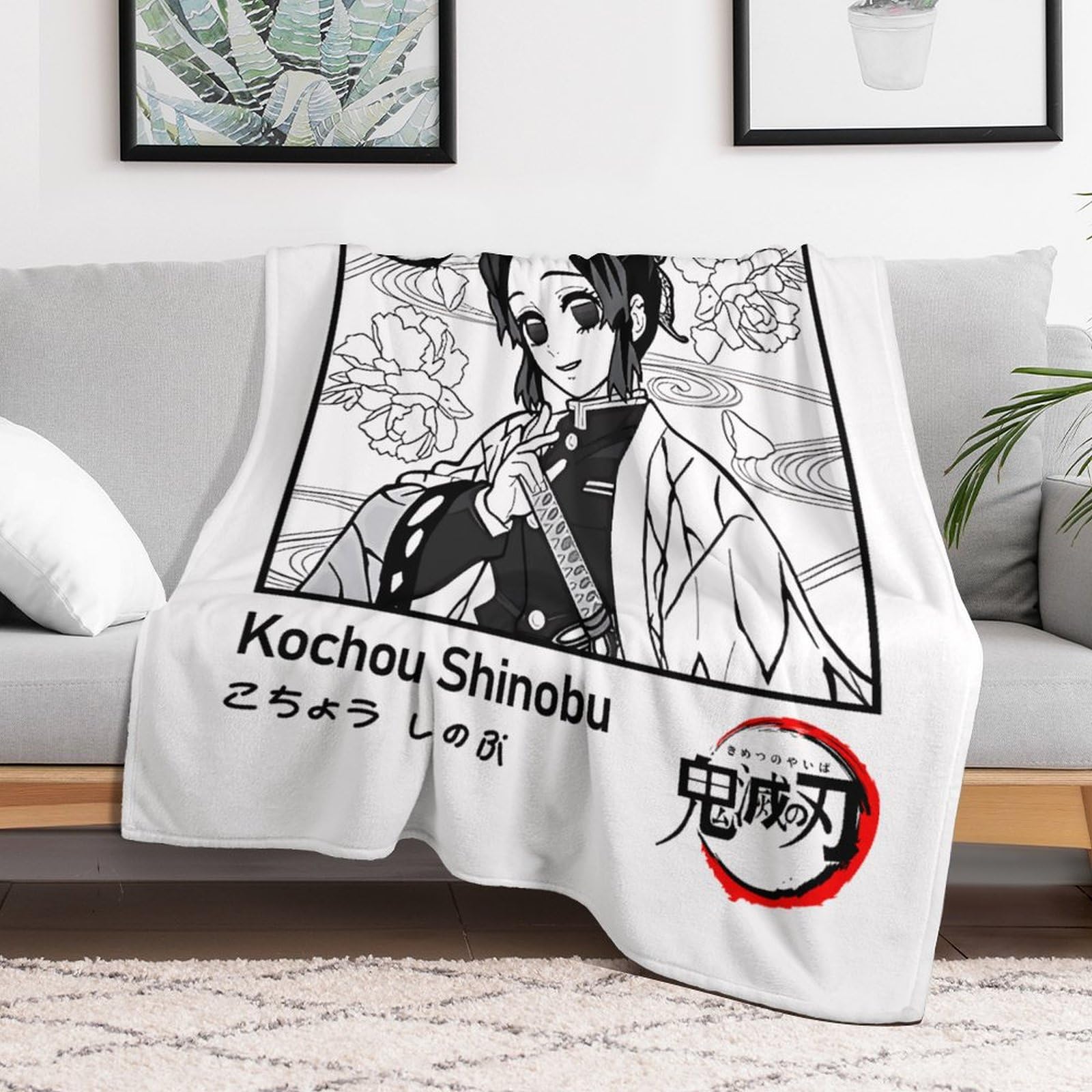 Amazon｜毛布 鬼滅の刃 虫柱 胡蝶 しのぶ ブランケット ひざ掛け 掛け