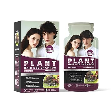 Gowwim Hair Dye Shampoo, Gray Hair Coverage Hair Dye for Women & Men Bubble Semi-Permanent Hair Dye Shampoo Dye Hair Color Natural Plant Nourishing 30ml*10PCS/10.14 Fl Oz Dark Brown