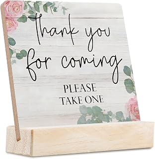 4x4 inch Thank You for Coming Please Take One Sign - Wedding Decor - Acrylic Sign - 4" x 4" - Rustic Style - Wood Stand