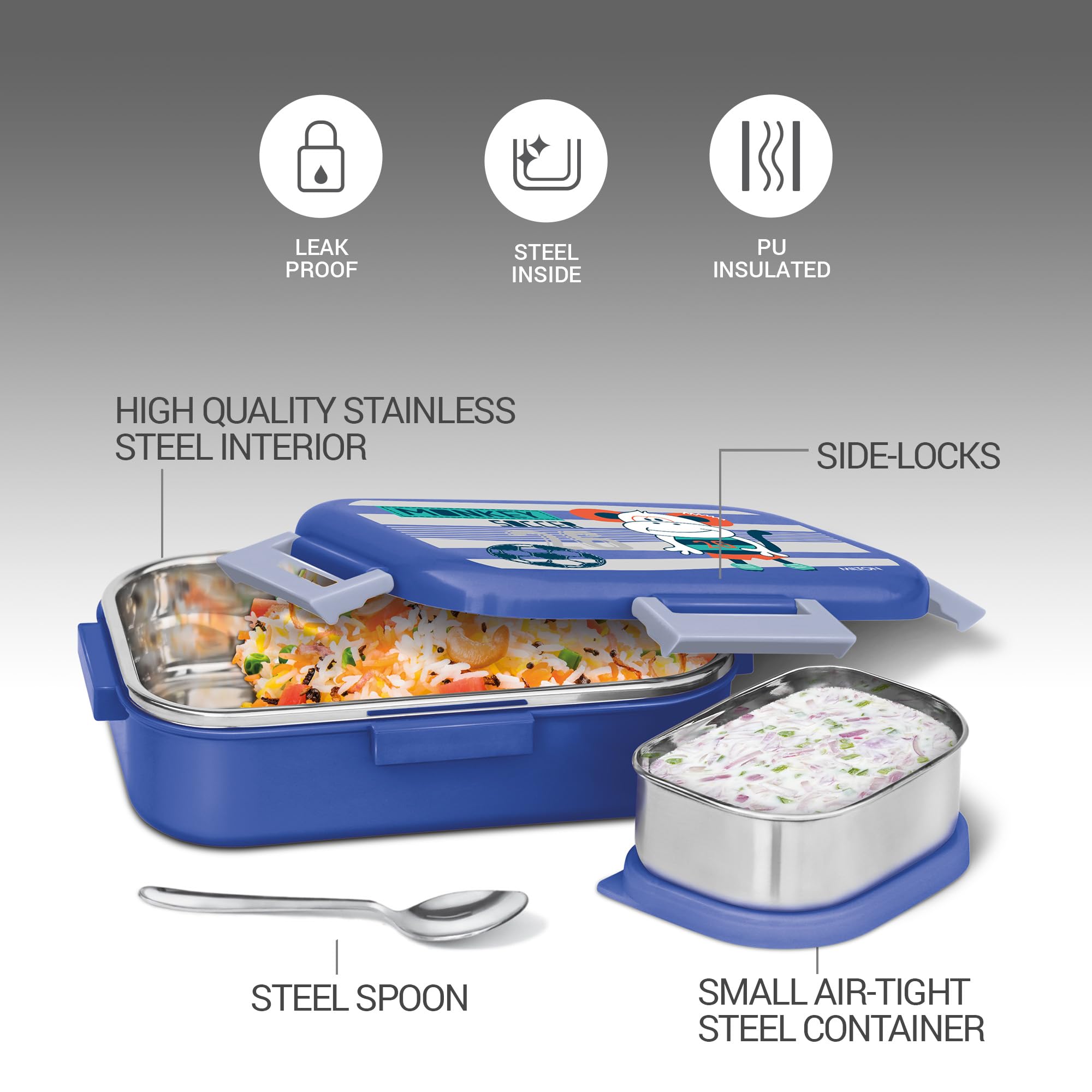 MILTON Flatmate Stainless Steel Tiffin Box - 700ml -2