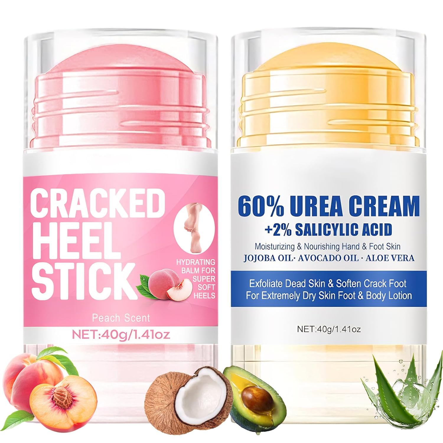 2Pcs Crack Feet Prevention Stick, Hydrating Heel Balm for Dry Cracked Feet,Moisturizing Foot Care Cream, Foot Balm Stick Intensive Repair Feets,Hands,Heels,Elbow and Knees and Softening Dry Skin