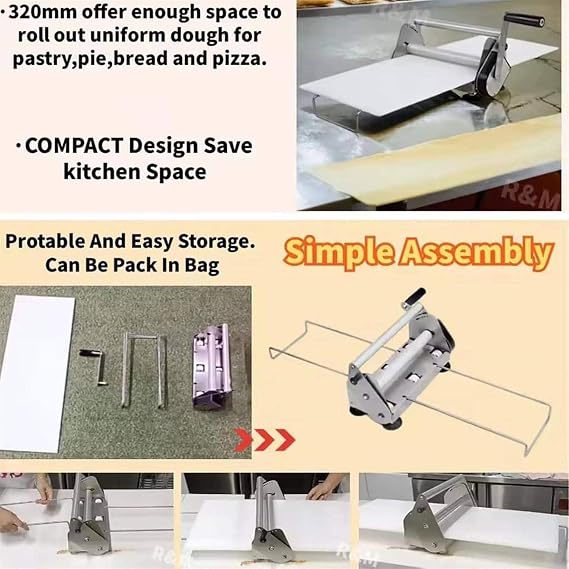 Counter Top Dough Sheeter,Sheeter Board Manual Dough Roller Machine,Manual Dough Sheeter,with 55 Adjustable Thicknesses
