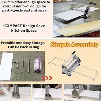 Counter Top Dough Sheeter,Sheeter Board Manual Dough Roller Machine,Manual Dough Sheeter,with 55 Adjustable Thicknesses