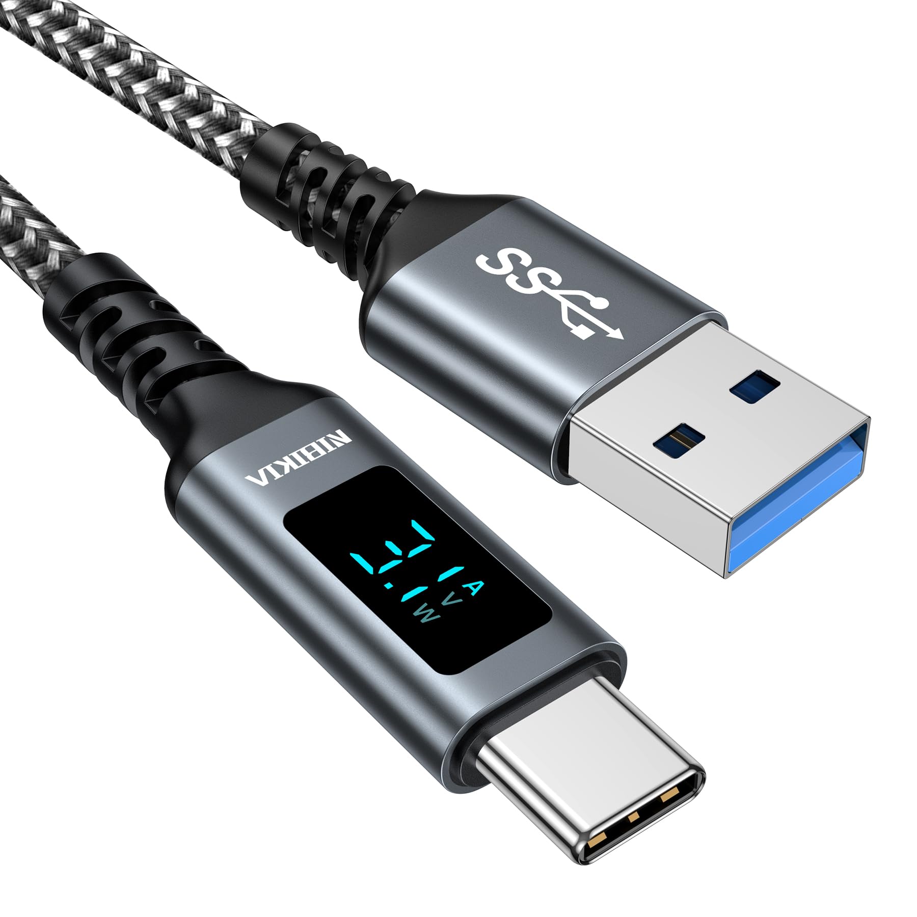 Cavo USB Type-C 2M Cavo USB A a USB C Ricarica Rapida con Display LED Cavo USB Tipo C QC 3.0 & USB 3.0 5Gbps Cavo Tipo C per Samsung S22 Xiaomi Huawei Pixel OnePlus Realme Switch ECC