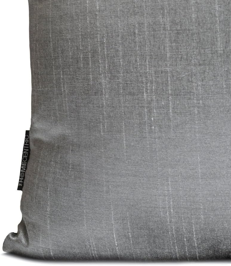 The HomeCentric Plain Pillow Covers Silver Grey Pack of 2, 26"x26" (65x65 cm) Pillow Covers, Art Silk Plain, Solid Throw Pillowcase for Sofa, Solid Pattern Modern Style - Silver Gray Luxury