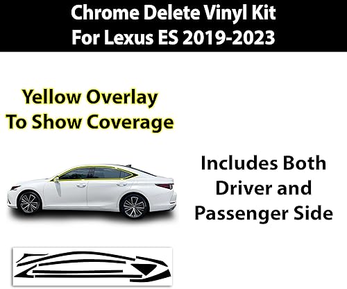 Miniatura 2 de BOGAR TECH DESIGNS Adhesivo de vinilo de repuesto para ventana lateral cromada compatible con Lexus ES 2019-2023, negro brillante