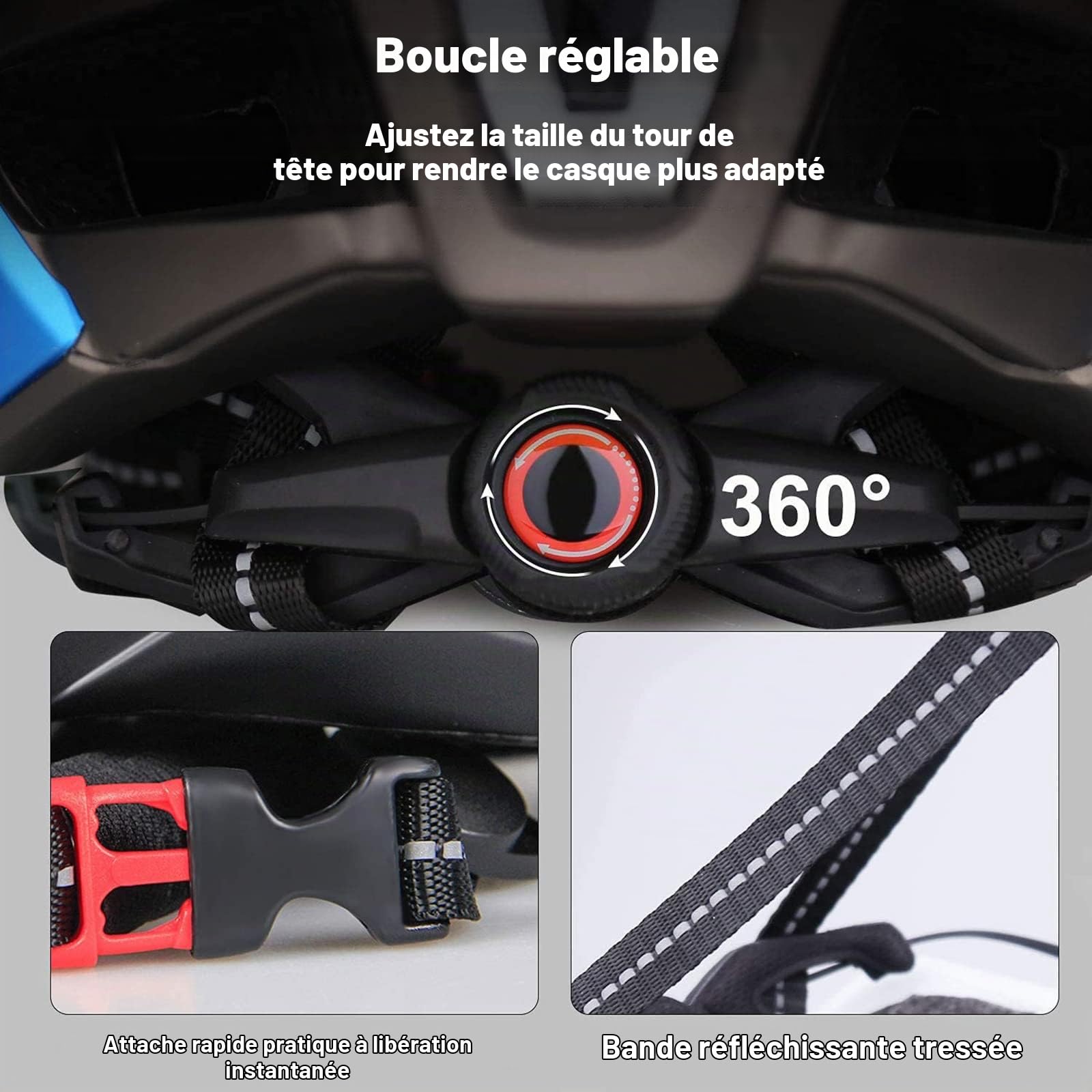 KINGLEAD Casque de vélo,Chargement USB de sécurité LED Light,Casque Velo,Lunettes Magnétiques Détachables Visière et Protection UV,Casque Adulte 57-62CM