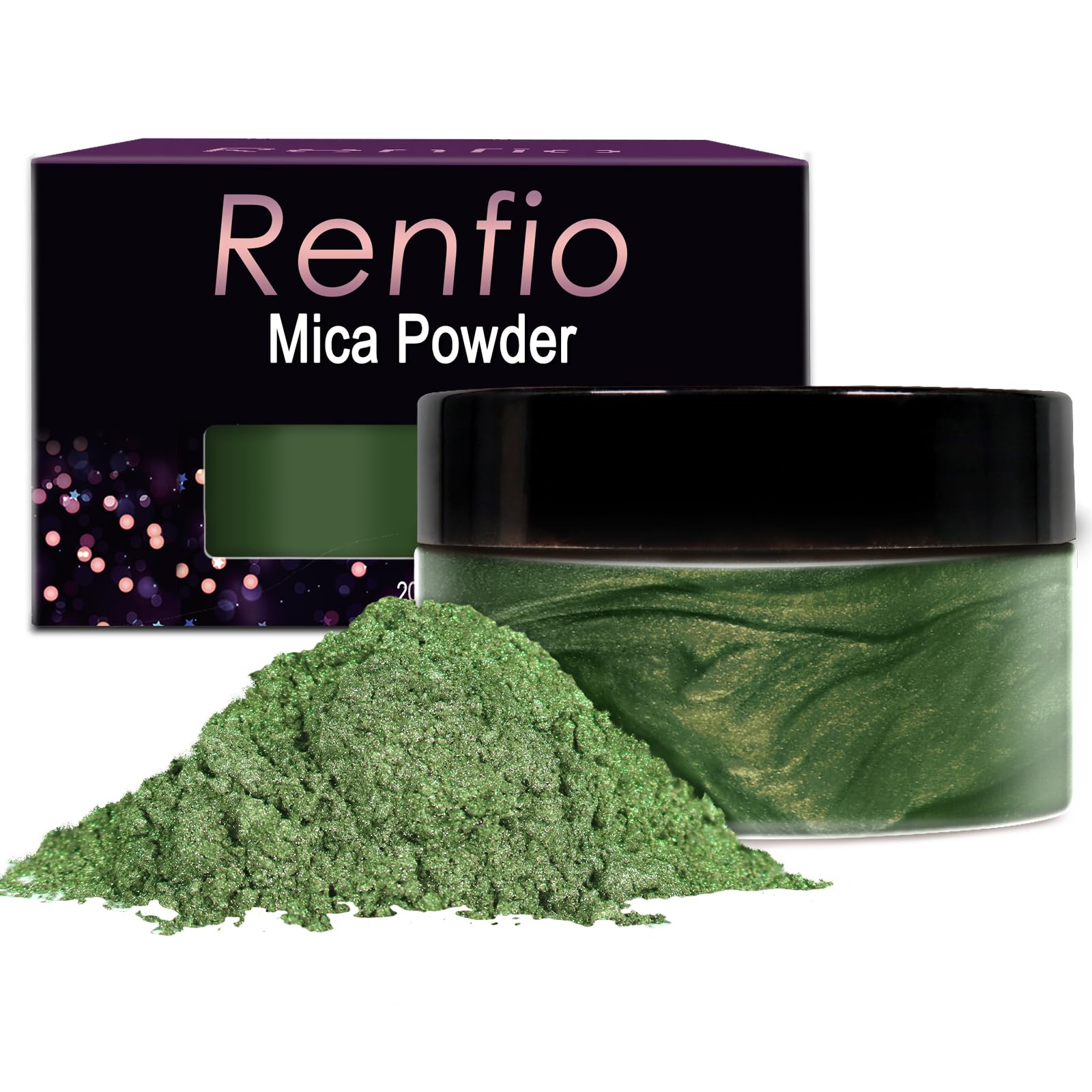 Renfio 100g Mica Powder Pigment, Metallic Natural Dye Mineral Pearl Shimmer Epoxy Resin Dye for Painting Soap Making Slime Bath Bombs 3.5 Oz - Piquant