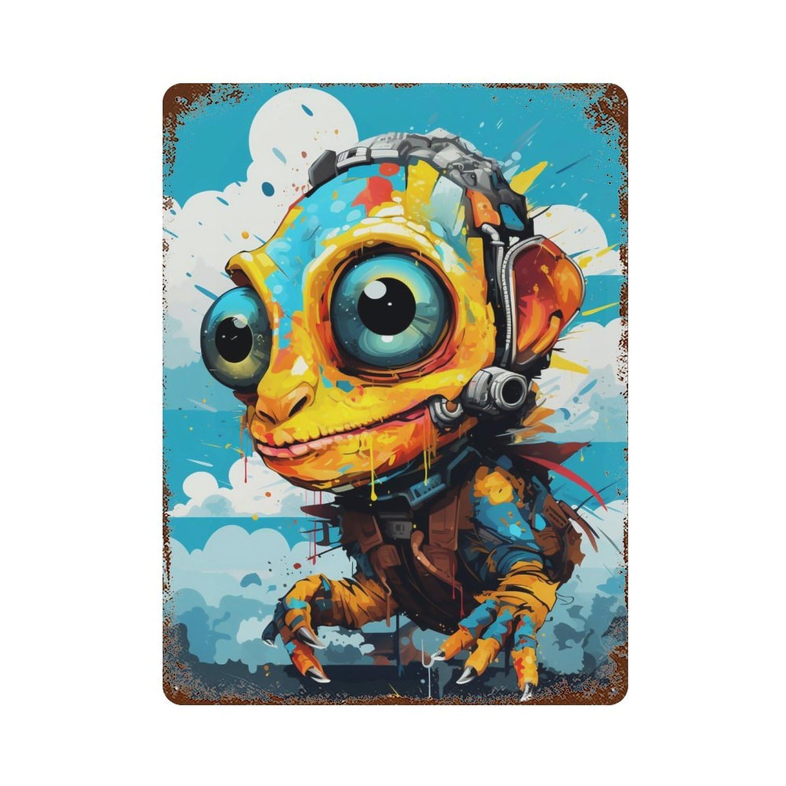 Cyber Dragon Art Print Rusty Metal Tin Sign 15.7"x11.8", Vintage Wall Decor for Garage, Pub Or Kitchen