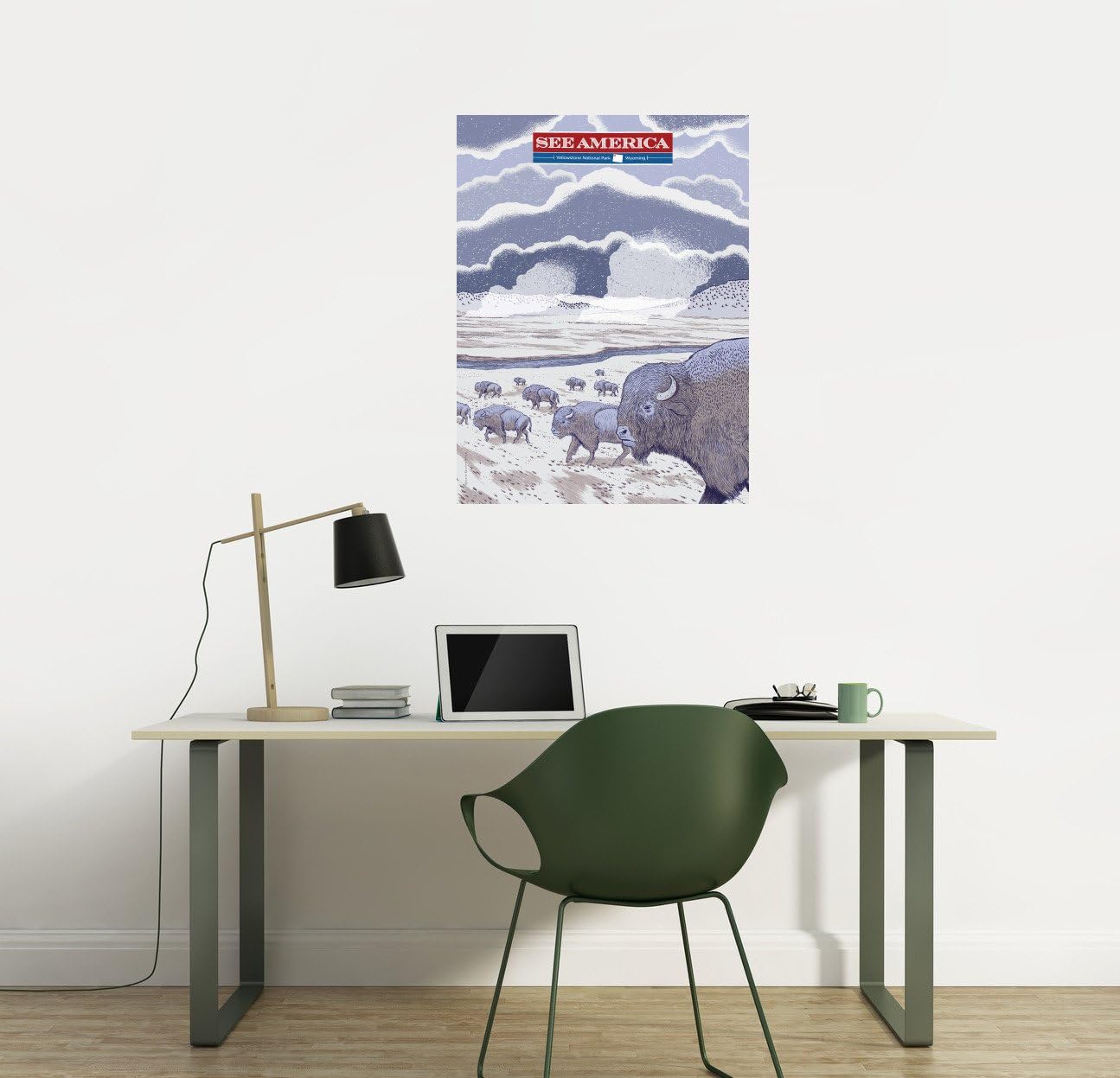 See America Peel & Stick Wall Decal: Yellowstone National Park by Brixton Doyle (36 in x 48 in)
