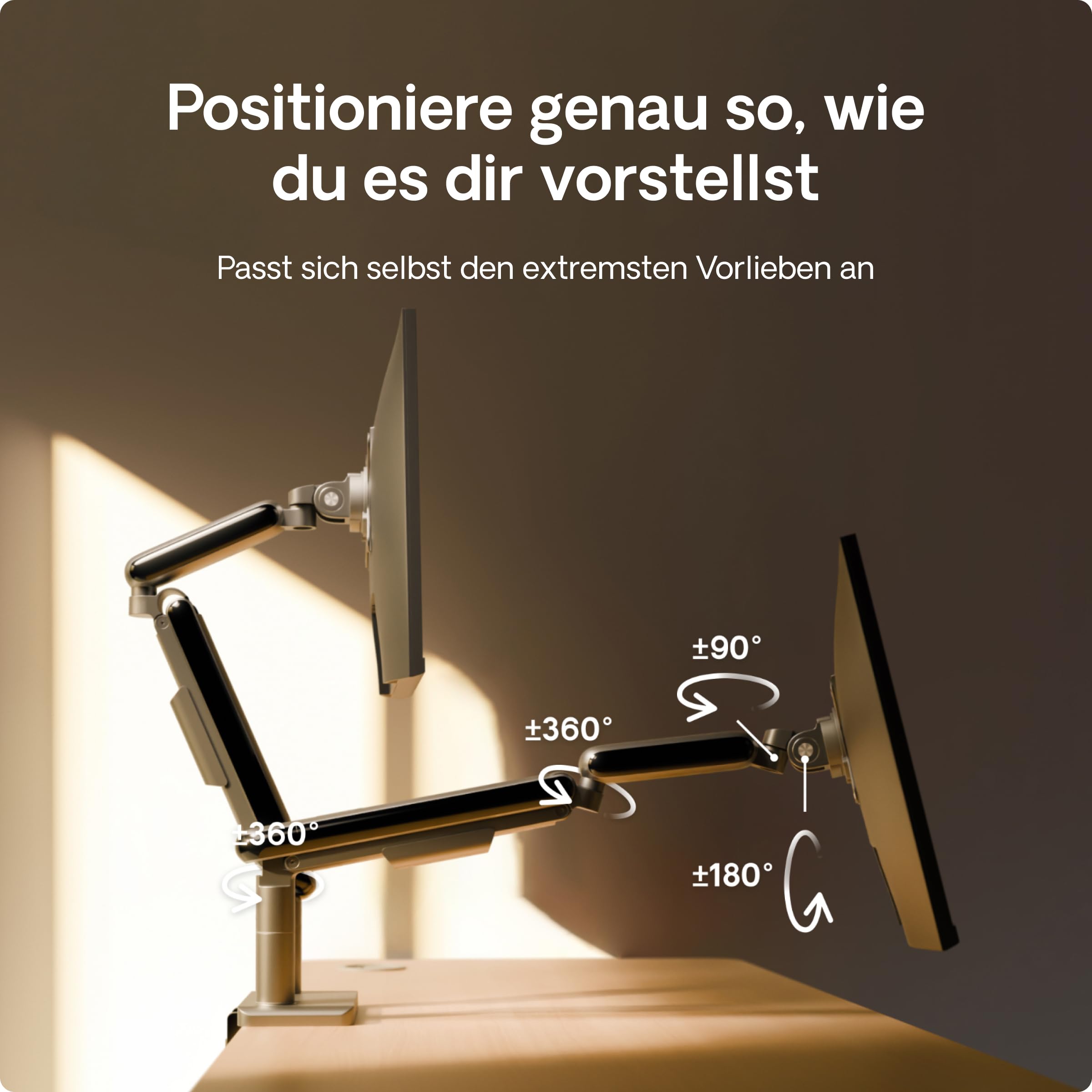 Desktronic Doppelte Monitor Halterung, Bis zu 32" & 8kg, 360° Drehung, Höhenverstellbar, Robuste Bauweise, Einfache Montage, Für Große Bildschirme, Ergonomisch, Passend für alle VESA 75/100