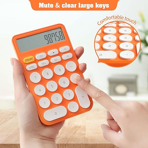 Miniatura 4 de AOAILION Calculadora estándar de 12 dígitos con pantalla LCD grande y botones grandes, calculadora linda, calculadora de escritorio para oficina,